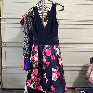 Navy blue with pink flower dress